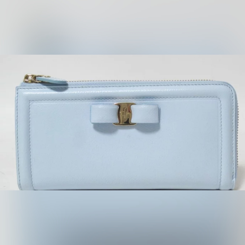 Light Blue Ferragamo Designer Women's Wallet